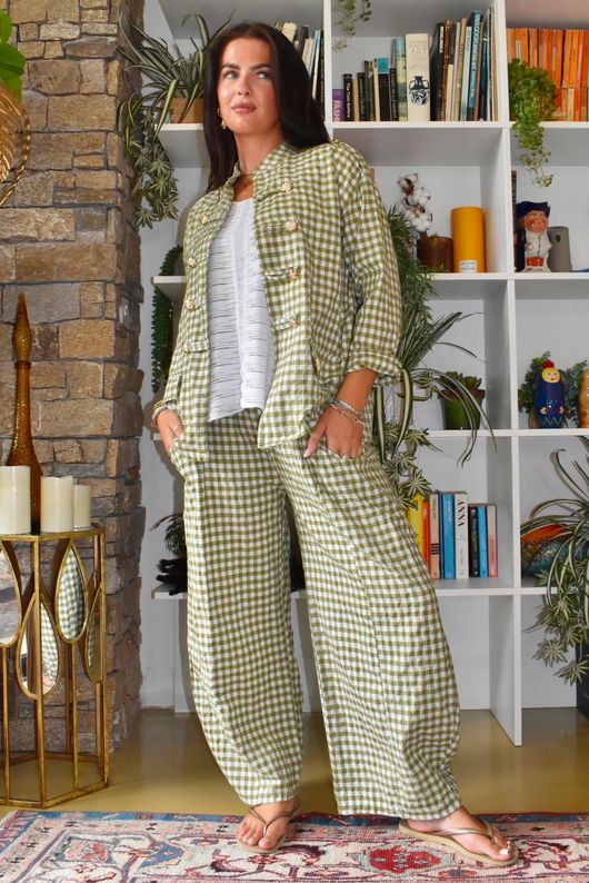 Nonni Gingam Napoleon Jacket Olive